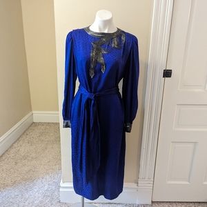 Vintage Francesca of Damon for Strarington deep blue/purple silk dress size 12